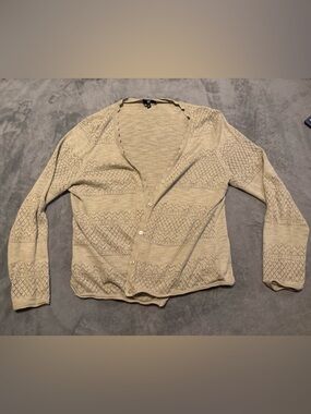 Frye light green Openwork Button-Up Knit Cardigan